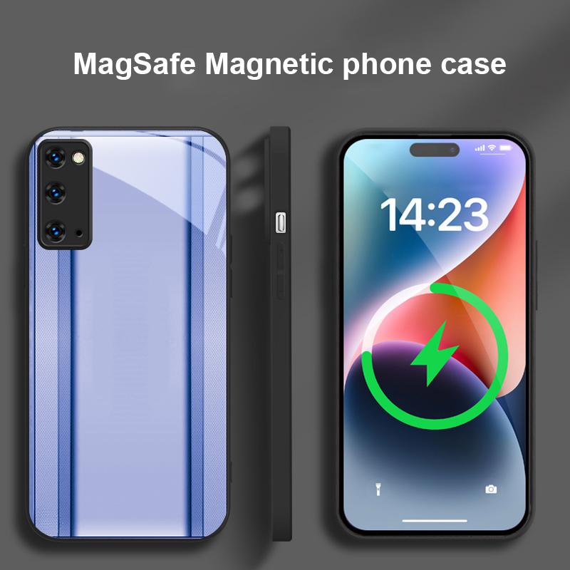 Золотисто-оранжевая рамка Для Magsafe Samsung S25 S25 Edge S25Ultra S8 9 10 20 S21 Pro 22 Plus S23 FE S24 Ultra Стеклянный чехол для телефона