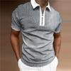 Men's Shirt Polo Casual Zip Short Sleeve Fashion Casual Zipper Summer Spring Regular Fit 3D Gray Arrow Print Shirt