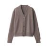 MUJI Washable Wool Dark Mocha Size BA1P5A4A Women's Mid-Gauge V-Neck Cardigan, Brown, XL,