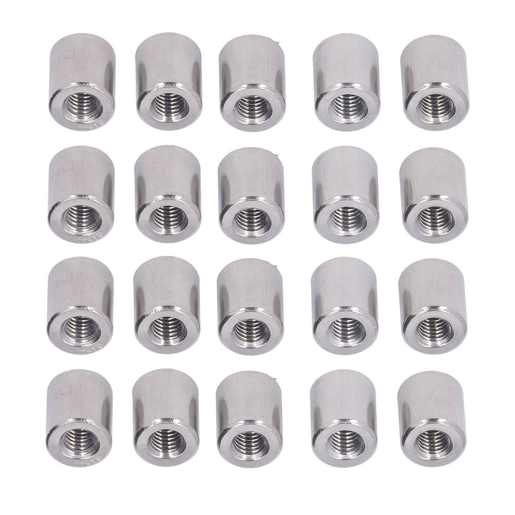 20 шт. Цилиндрические соединительные гайки из нержавеющей стали 304, внутренняя резьба M6, круглые соединительные гайки