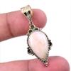 Natural Pink Opal Gemstone 925 Solid Sterling Silver Two Tone Pendant 1.50" K2e23