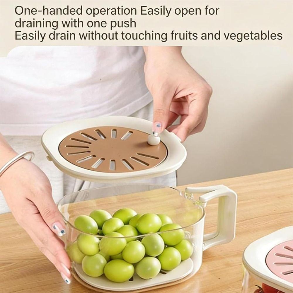 Multifunctional Fruit Washing Bowl With Lid and Handle Kitchen Storage Basin Fruit And Vegetable