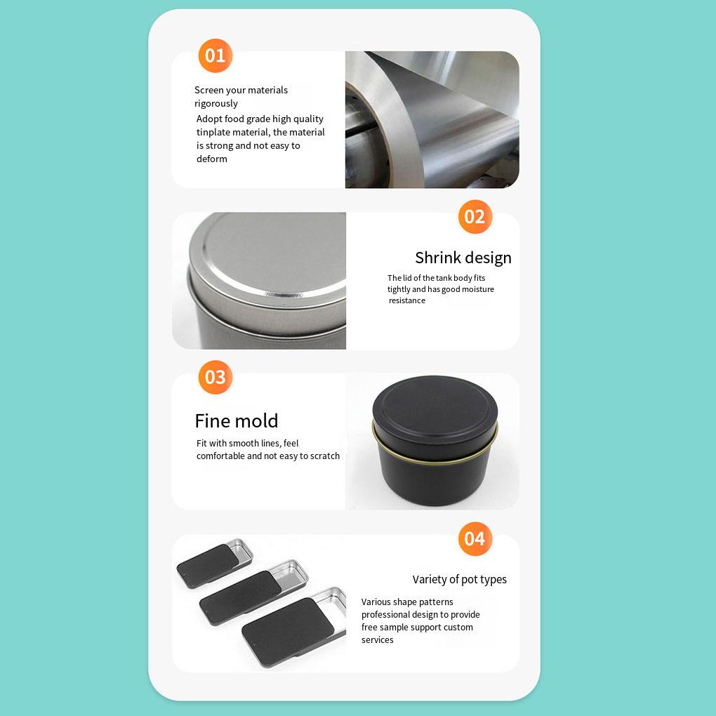 12 шт./лот металлические банки для свечей, легко моющиеся и герметичные контейнеры для хранения, круглые металлические банки