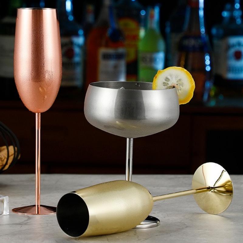Stainless Steel Champagne Glases Electroplating Agave Cup Liquor Cocktail Goblet Juice Tumbler Party Restaurant Drinkware Cup