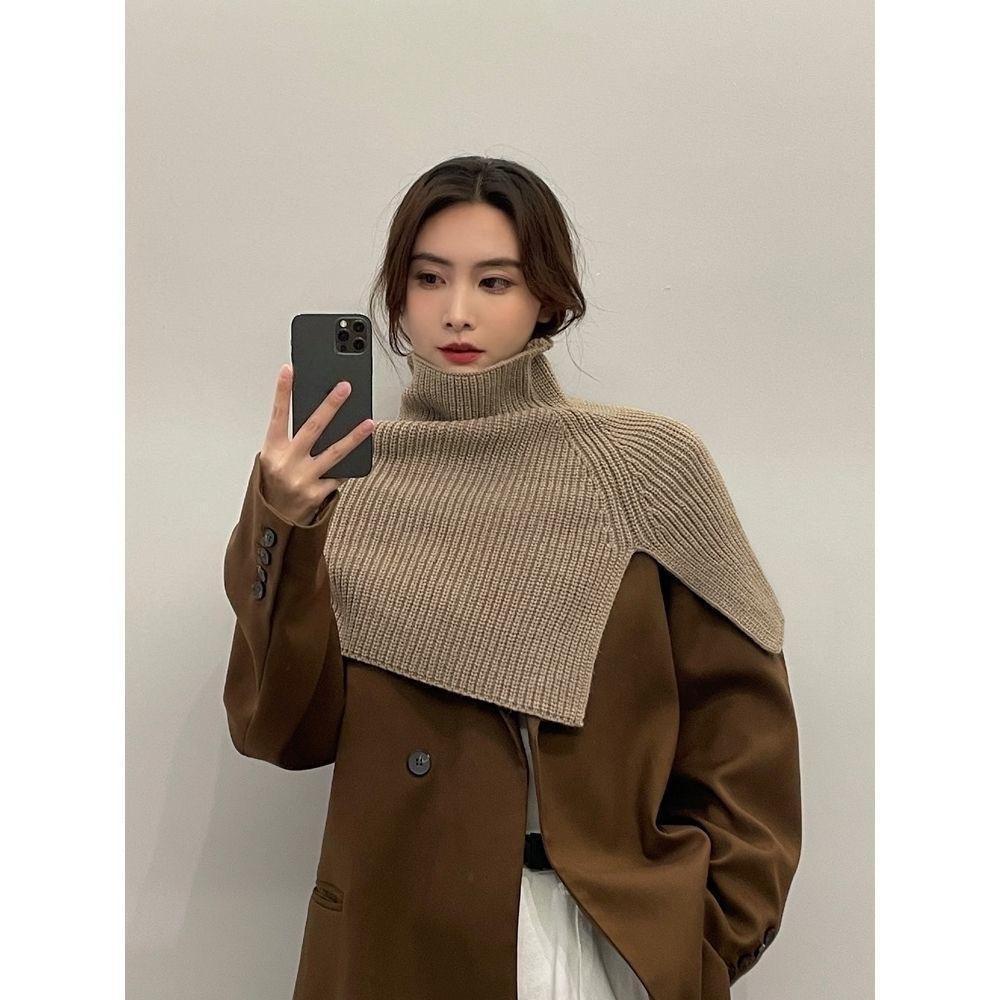 Женский зимний вязаный шарф и шаль в корейском стиле - теплая защита шеи и искусственный воротник.