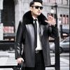 Genuine Leather Jacket Men's Winter Middle-aged Dad Sheepskin Coat Mid-length Fox Gold Mink Liner Jacket