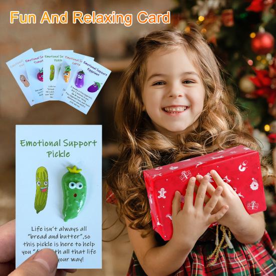 5Pcs Cute Pickle Design Pocket Hug Cards Emotional Support Pickle Tomato Eggplant Peanut Carrot Positive Cards Set for Graduation