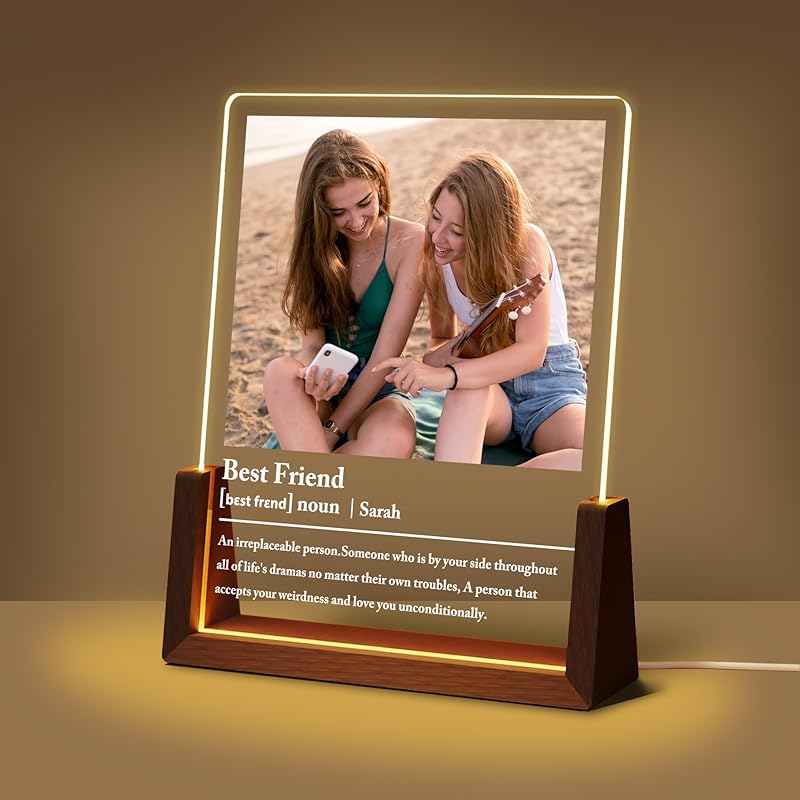 Персонализированные уникальные подарки на День матери для мамы и жены, подарки для мамы от дочери, сына и мужа, фоторамка из акрила с ночником и именем на фото,