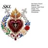Religious Jewelry 1/2Pcs Radiant Sacred Heart Floral Faux Gemstone Brooch, Christian Pin for Women, Vintage Style Symbol Pin, Coat Dress Scarf,