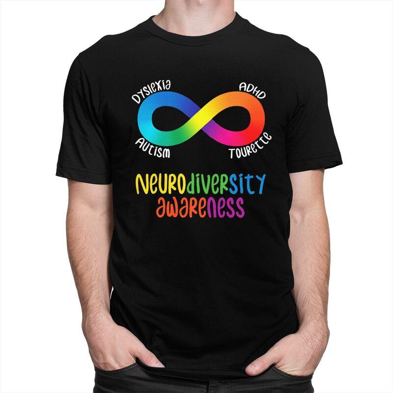 Male Neurodiversity Awareness ADHD Autism Dyslexia Tourette T Shirts Short Sleeve Cotton TShirt Casual Loose Oversized Clothes
