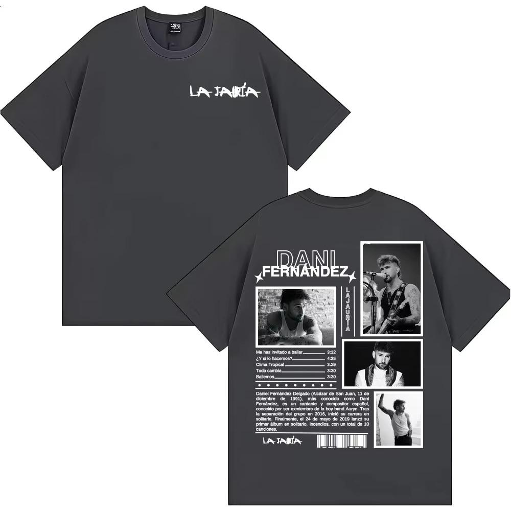 Singer Dani Fernandez La Jauria Album Tour T Shirt Men Women Casual Cotton Short Sleeve T-shirt Fashion Retro Oversized T Shirts