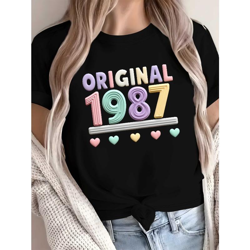Женская хлопковая футболка с оригинальным текстовым дизайном 1987 года, очень удобная, европейский размер