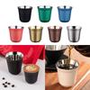 80 мл Мини Чашки для Эспрессо Кофе Нержавеющая Сталь Двойная Стенка Изолированная Чашка с Плоским Дном Прочные Двухслойные Цветные Чашки для Напитков Чашки для Чая