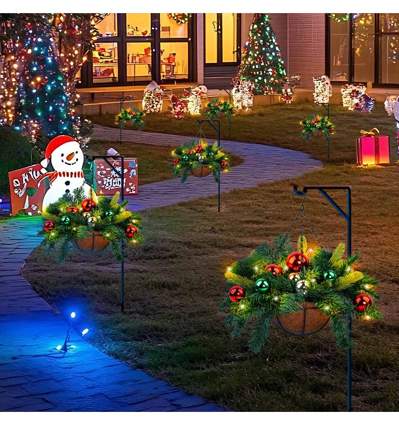 Cross-border Artificial Christmas Hanging Basket Wreath Holiday Decoration