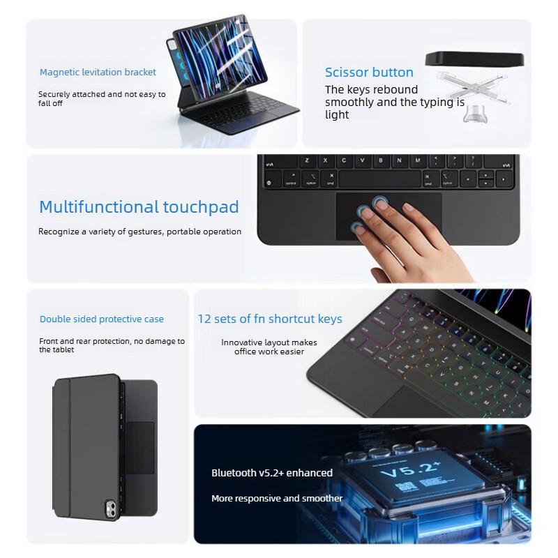 Подходит для нового iPad Pro 2025 Miao Control Keyboard Air6/7 Защитный чехол Pro11 Магнитное разделение Bluetooth-клавиатура