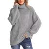 Women's Fashion Loose High Neck Knit Pullover Top Long Sleeve Casual Sweater