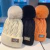Autumn and Winter Fashion Thickened for Keep Warmth Solid Color Knitted Mao Line Hat Women Fluffy Hairball Leisure Versatile Knitted Hat