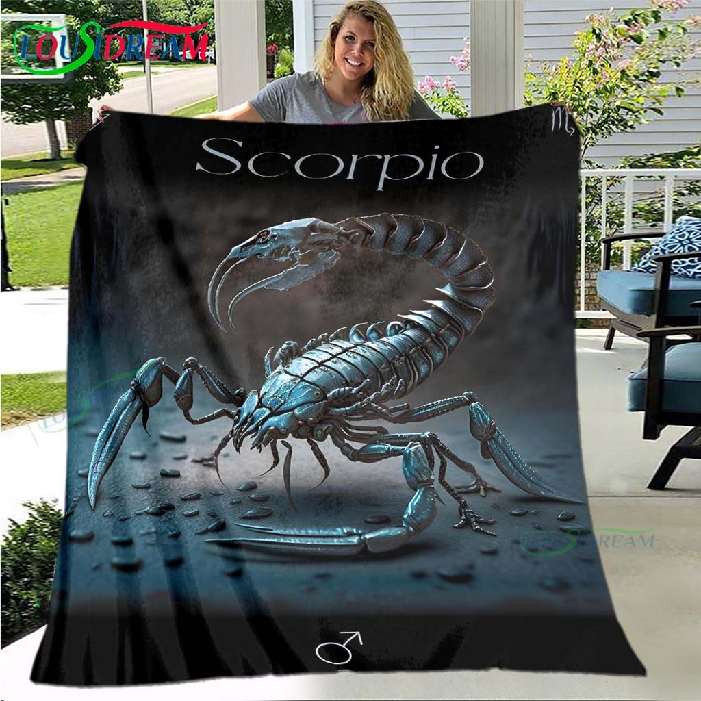 Теплое одеяло с узором скорпиона, тонкое фланелевое одеяло, портативное для дома, путешествий, офиса, одеяло для обеденного перерыва, подарок на день рождения