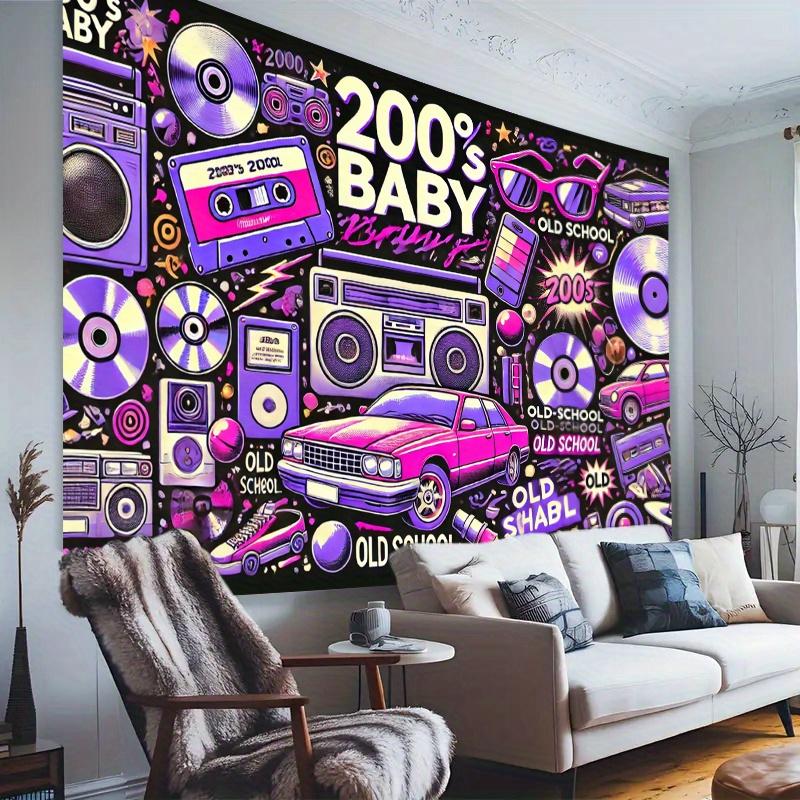 1 piece of polyester fiber photography backdrop from the 2000s retro style - vibrant party banner with tape pattern