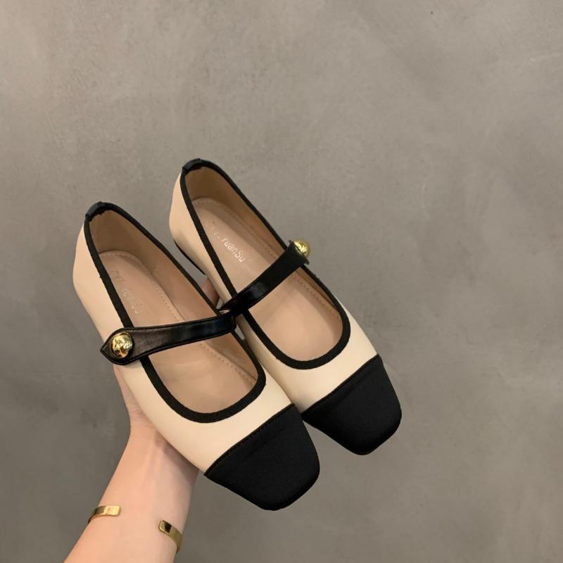 Square Head French Mary Jane Shoes Women Flat Shoes Women Summer New Fashionable and Versatile Soft Soled Beanie Shoes