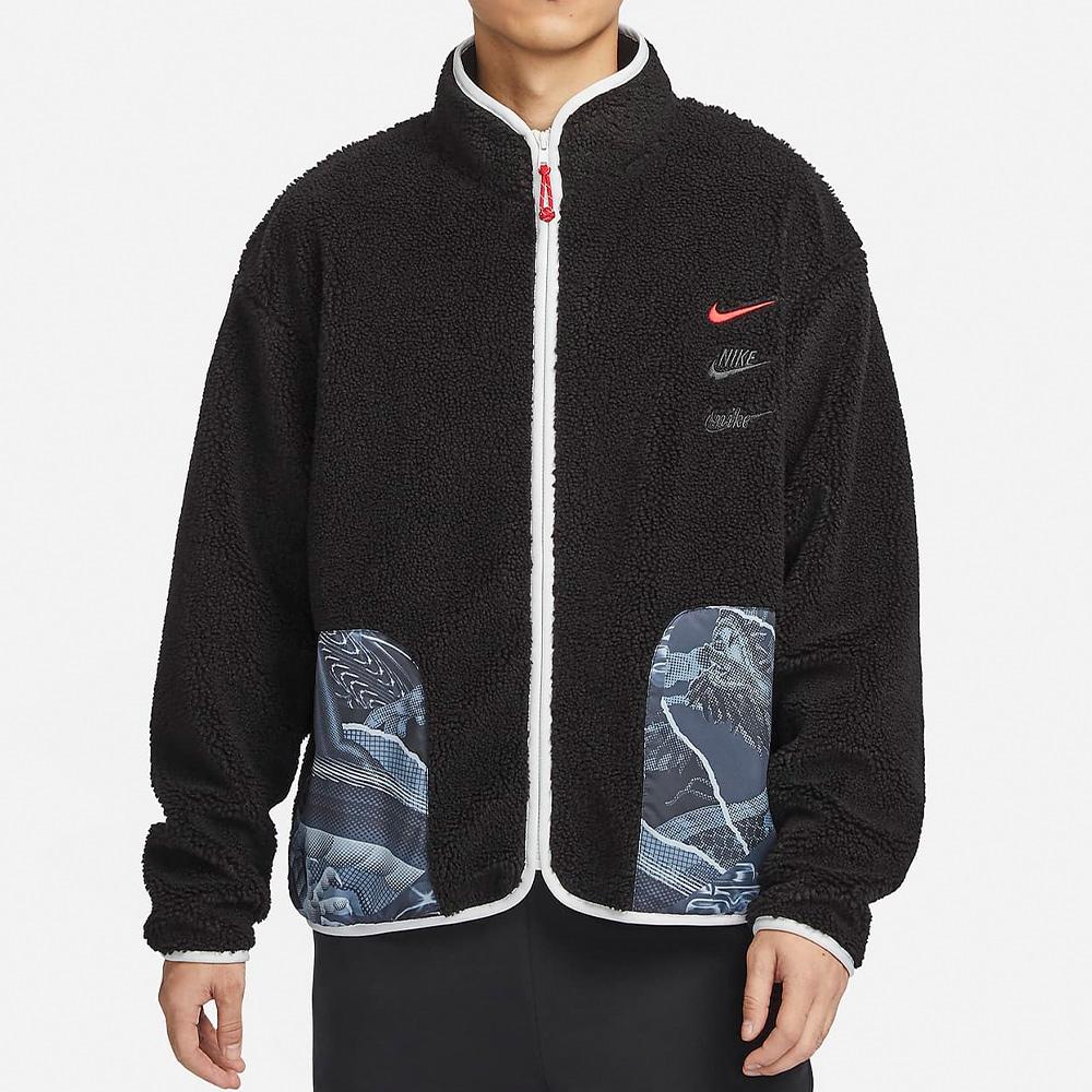Nike FW23 Dragon Year CNY Series Цветной блок Карманная флисовая куртка на молнии Мужская верхняя одежда Черный FZ6194-010