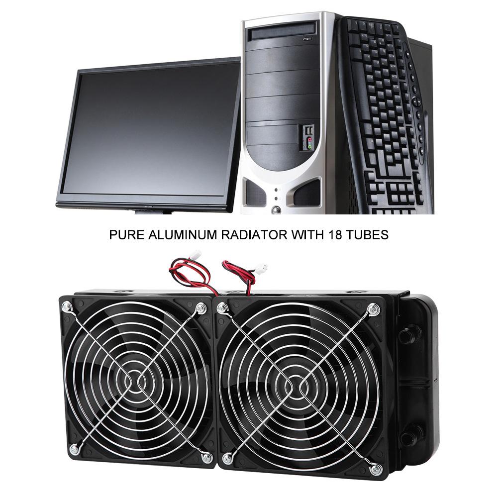 240MM Computer CPU Water Cooling Cooler Heat Row Radiator with Dual Fan 18 Tubes