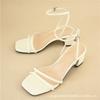 Summer Women's Sandals New Square Head with Shoes Sexy Thin Strap Thick Heel Sandals Women