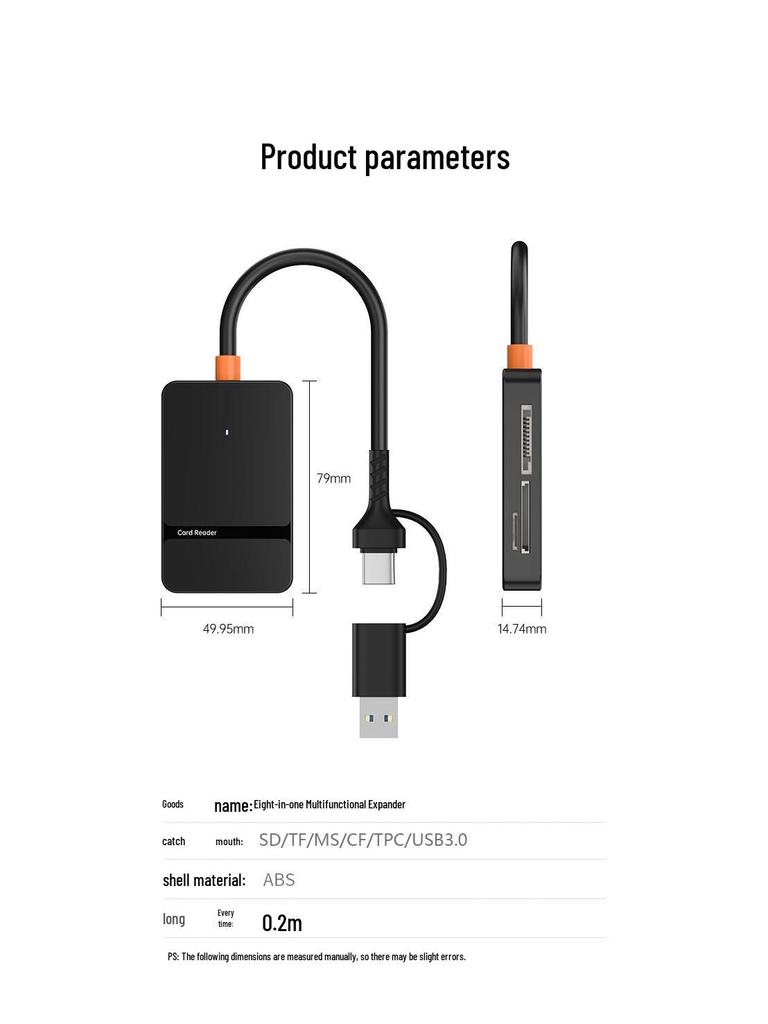 Кардридер OTG 8-в-1 для устройств Apple и Android: Поддержка карт TF/SD/MS/CF