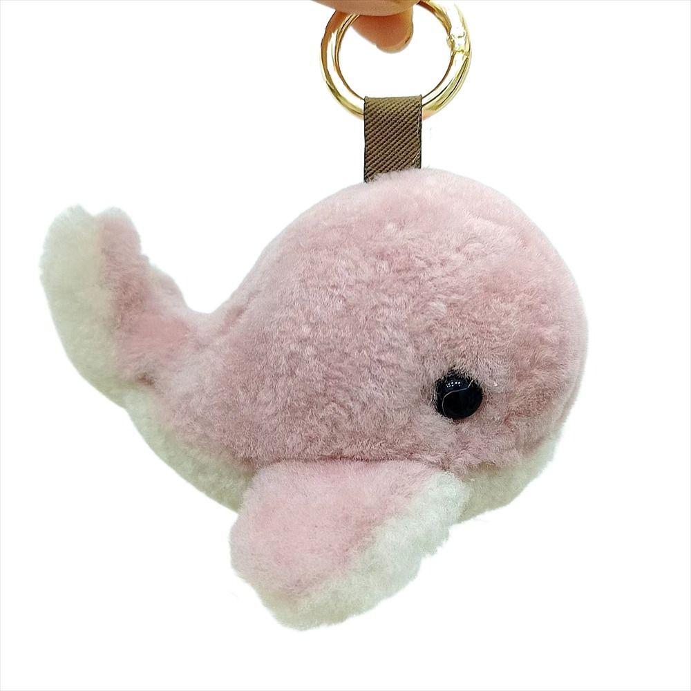 Furry Wool Whale Car Keychain Bag Hangings Whale Keyring Furry Dolphin Keychain Couple Gift