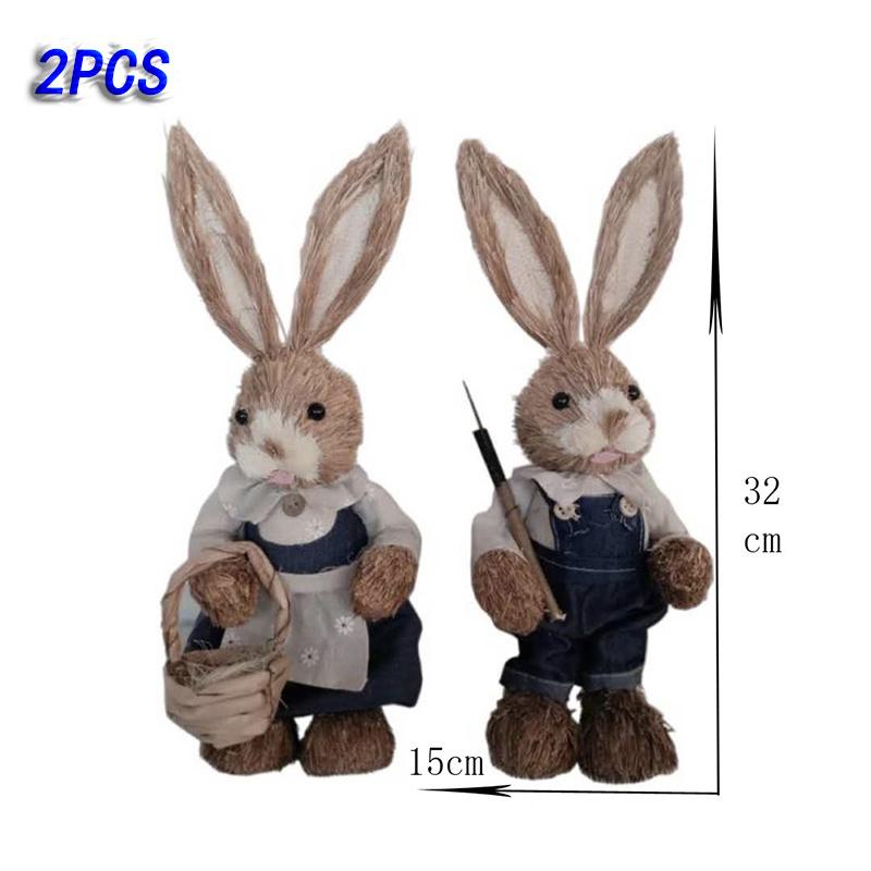 32cm Easter Rabbit Props Home Living Room Decoration Ornaments Simulation Rabbit Easter Grass Fur Rabbit