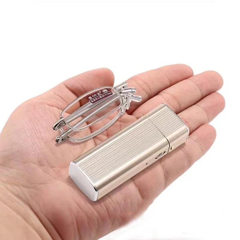 Portable Mini Folding Reading Glasses Women Men Luxury Business Square Presbyopia Eyeglasses Finished Eyewear Diopter with Case