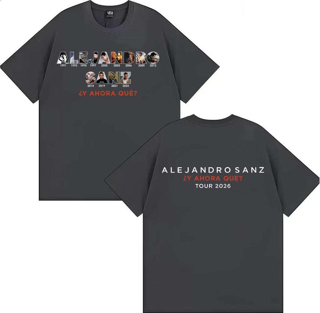 Trendy Graphic Tops Singer Alejandro Sanz 2026 Spring summer Print Tee AestheticTshrit Mens Women Tees Casual Short Sleeve