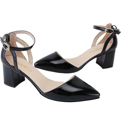 Летние женские босоножки сексуальные 5 см одинарные рабочие туфли OL толстые высокие каблуки матовые туфли с острым носком туфли-лодочки полые горлышки вечерние красные свадебные туфли