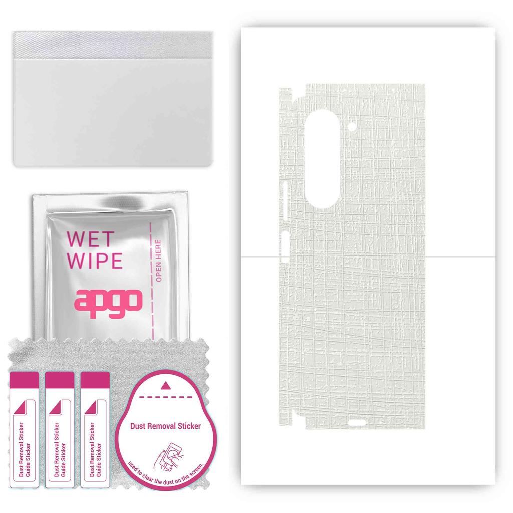 apgo Protective Skin Sticker for the Back+sides Compatible with Samsung Galaxy Z Fold 5, Full Wrap Film, Foil, Vinyl - Pattern White Fabric