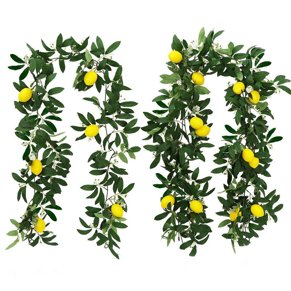Real Touch Artificial Lemon Garland Green Plant Faux Fruit Vine  Door Wall Table Decor