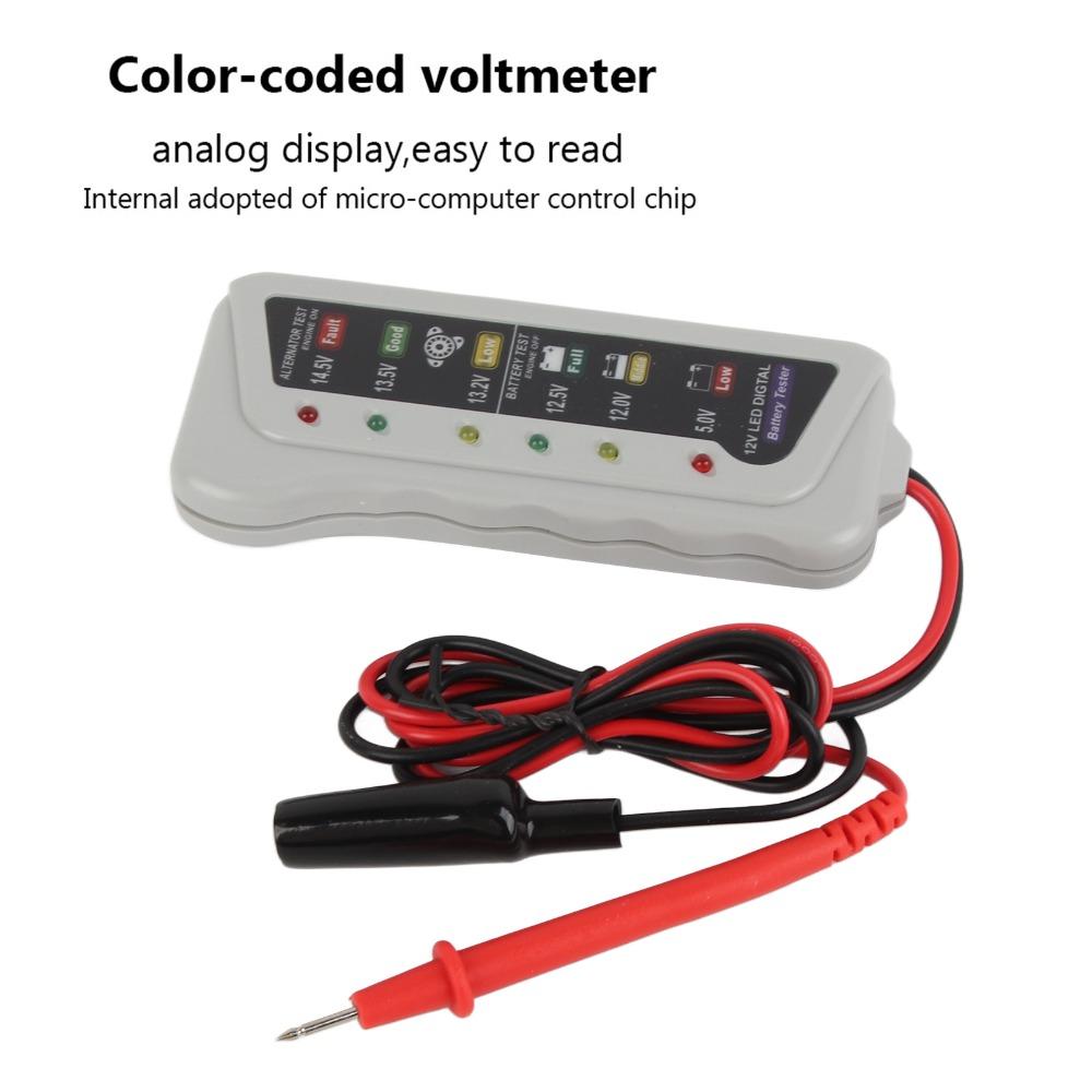 Plastic Car Battery Analyzer 6 LED Indicators Alternator Tester Routine Maintenance