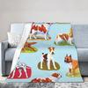 Retro Vintage Art Cute Dogs Blanket  Warm Soft Street Trend Plush Bedding Throws For Kids Home Decor Flannel Bedspread Bed Cover