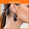 Black Themed Halloween Skull Rose Girl Four Pattern Women Acrylic Earrings
