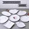 Hand-painted Pure White Ceramic Plate with Integrated Vinegar Dish for Dumplings, Shrimp, Vegetables, Fries & More.