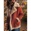 Women's Autumn Winter Street Retro Jacket with Zipper Pockets Warm Suede-like Texture