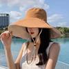 Wide Brim Sun Hat Women Anti-Uv Protection Hiking Fisherman Cap Fold Summer Solid Beach Hat Double Sided Sun Hat