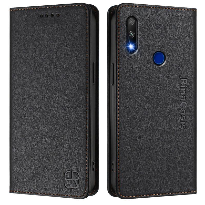 Luxury Anti-thef Wallet Flip Cover Phone Case For Huawei P Smart Z Psmart 2019 2021 2018 Leather Cases Magnet Solid Color Coque