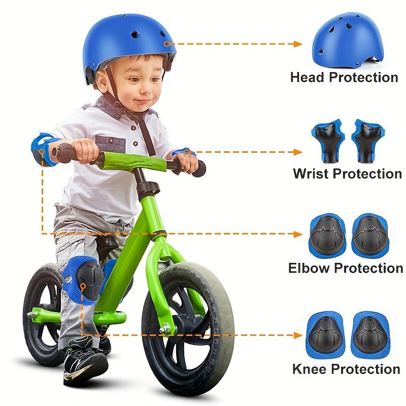 Детский спортивный защитный комплект для катания на роликовых коньках из 7 предметов, детский шлем, наколенники для скейтборда, очень подходит для катания на роликовых коньках и самокатах