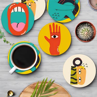 6 шт. Подставка под чашку в стиле Пикассо, акриловая подставка под чашку для напитков, подставка-тарелка для кружек и чашек, коврик