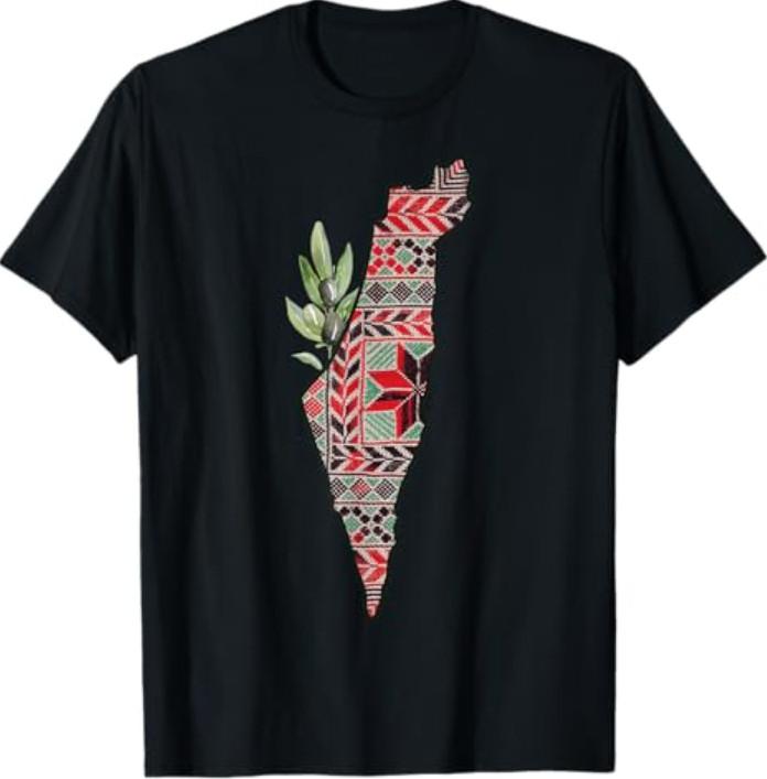 Free Palestine Free Gaza Olives Map Palestinian Pride T-Shirt