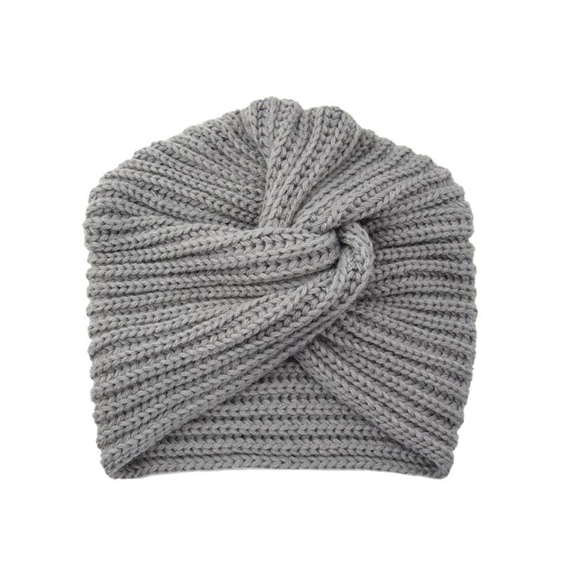 1Pc Women Headwear Cancer Chemo Beanie Hat Hair Loss Turban Solid Color Knitted Cap Head Wrap Polyester