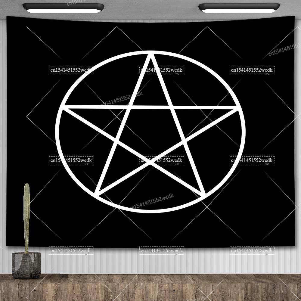 Хиппи Пентаграмма Викканский настенный гобелен Оккультный колдовской гобелен Эстетические сатанинские гобелены с головой козла Украшение гостиной