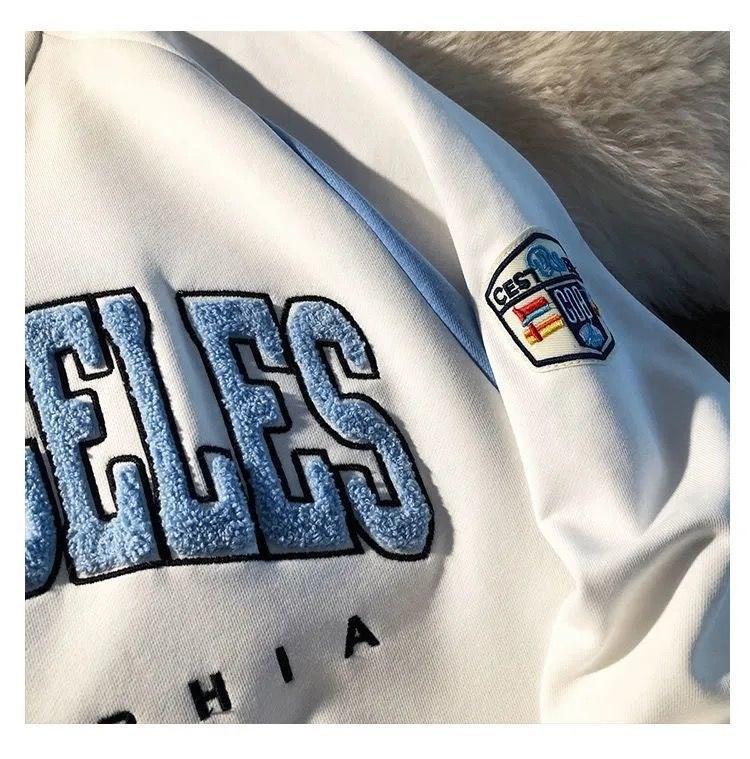 Мужская толстовка с V-образным вырезом и вышивкой в стиле ретро, осень 2021 г. — модная, повседневная, универсальная, парная