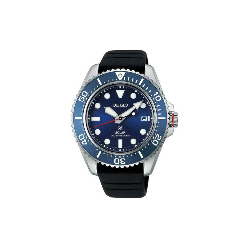 Seiko Prospex 200 метров водонепроницаемые японские и корейские модные часы на солнечной батарее кварцевые силиконовый ремешок мужские часы синий циферблат SNE593P1