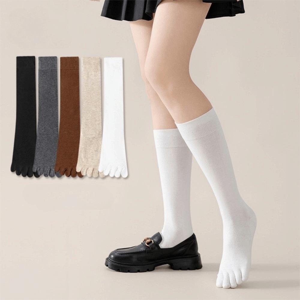 High Tube Five-Toe Socks Spring Autumn Five Finger Socks New Calf Socks  Ladies Stocking